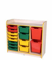 Стінка з пластиковими лотками універсальна "Школа-Сад" елемент №9 з КОНТЕЙНЕРАМИ для НУШ, школи, сад