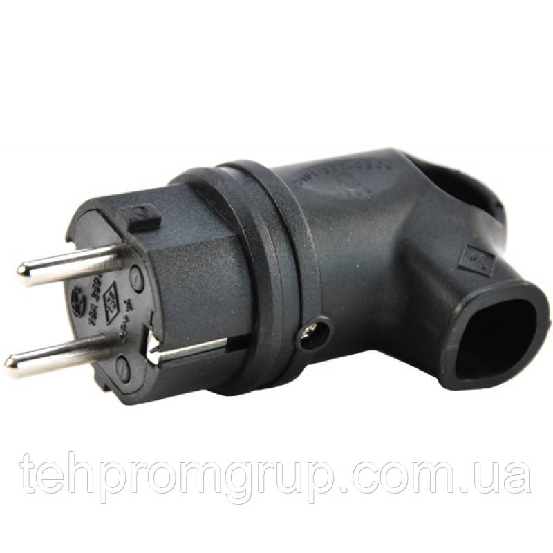 Вилка кутова каучукова 16 А з кільцем, фото 1