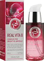 Сироватка для обличчя з комплексом вітамінів Enough Real Vita 8 Complex Pro Bright Up Ampoule, 30 мл