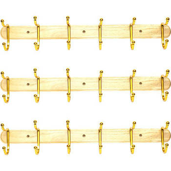 Настінна універсальна вішалка на 6 подвійних гачках KD42-006 Дерев'яна вішалка для рушників