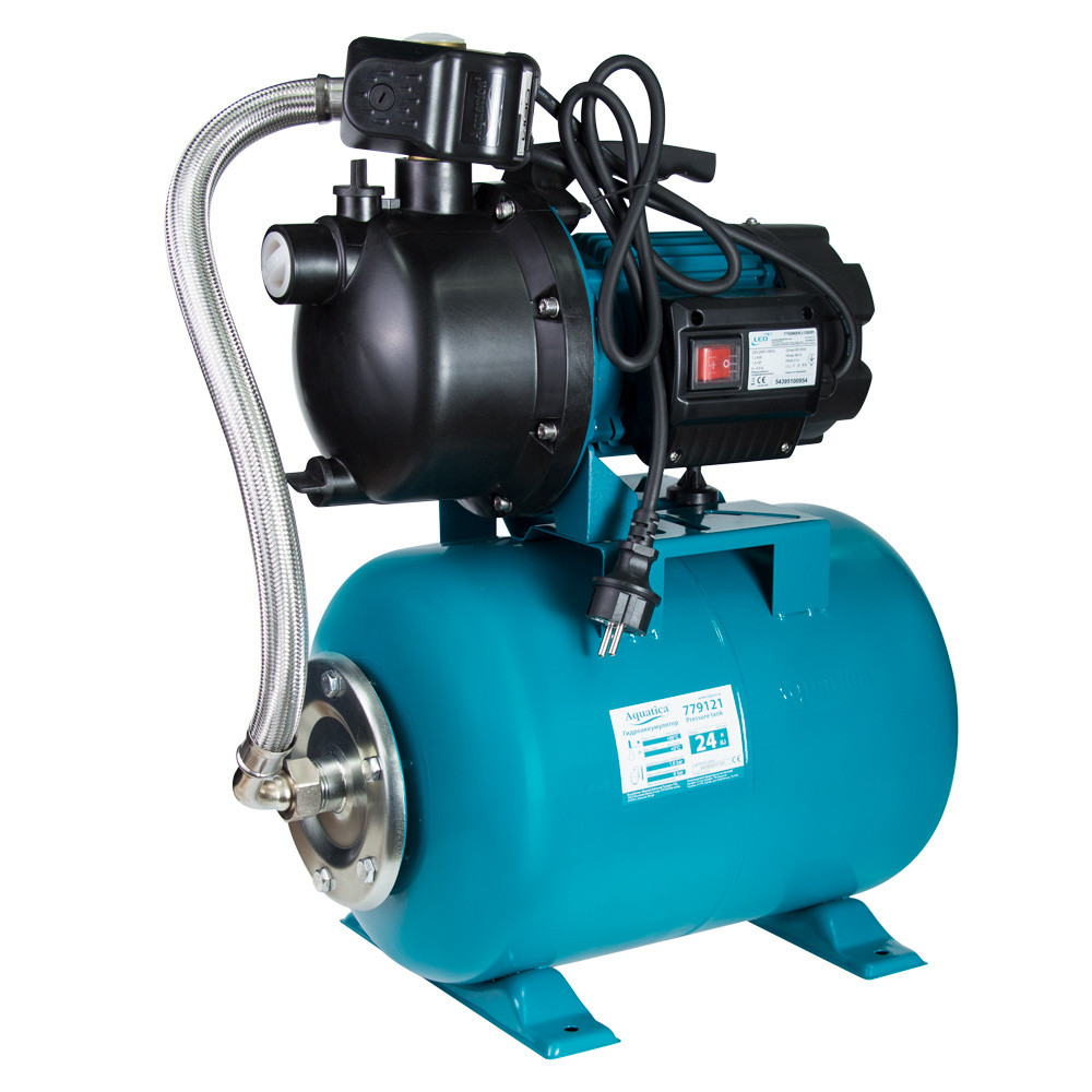 Станція 1.2КВт Hmax 48м Qmax 80л/хв пластик (самовсмоктуючий насос) 24л Україна AquaticaLEO EKJ-1202PA5/UA (775309/24) Krash Твій, фото 1