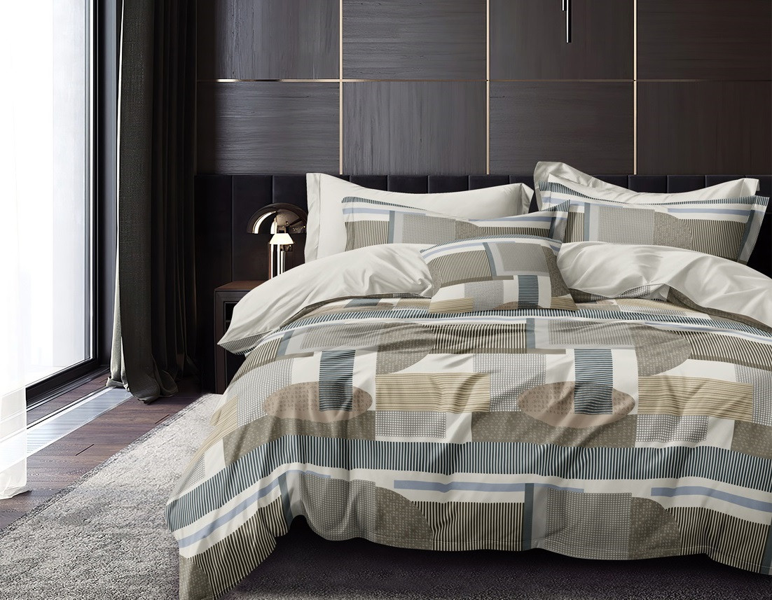 Полуторний комплект (Бязь) | Комплект постільної білизни "Геометрія" | Простирадло 147х217 см, фото 1