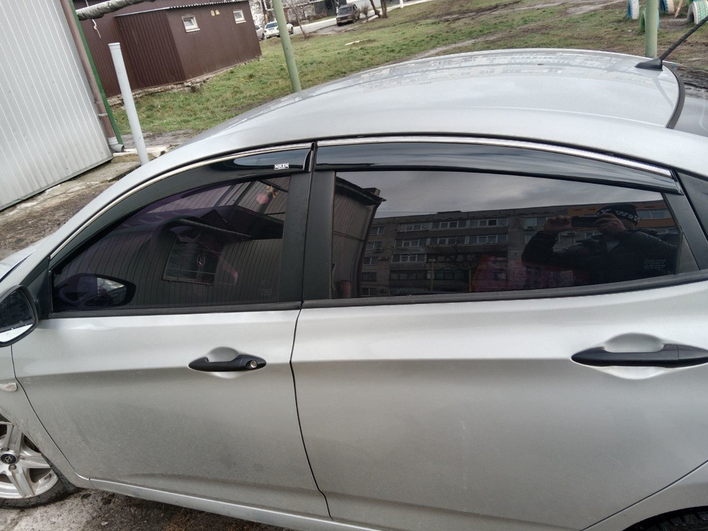 Вітровики з хромом SD (4 шт, Niken) для Hyundai Accent 2011-2017 рр, фото 1