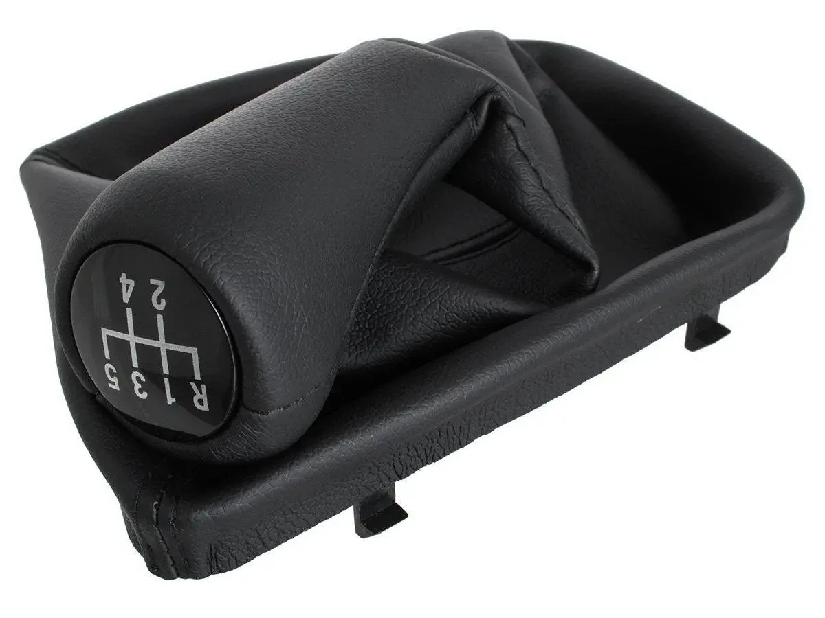 BMW 3 E46 (98-05) ручка КПП перемикання передач 5 ступка чорна штучна шкіра + чохол з рамкою, БМВ 3 е46, фото 1