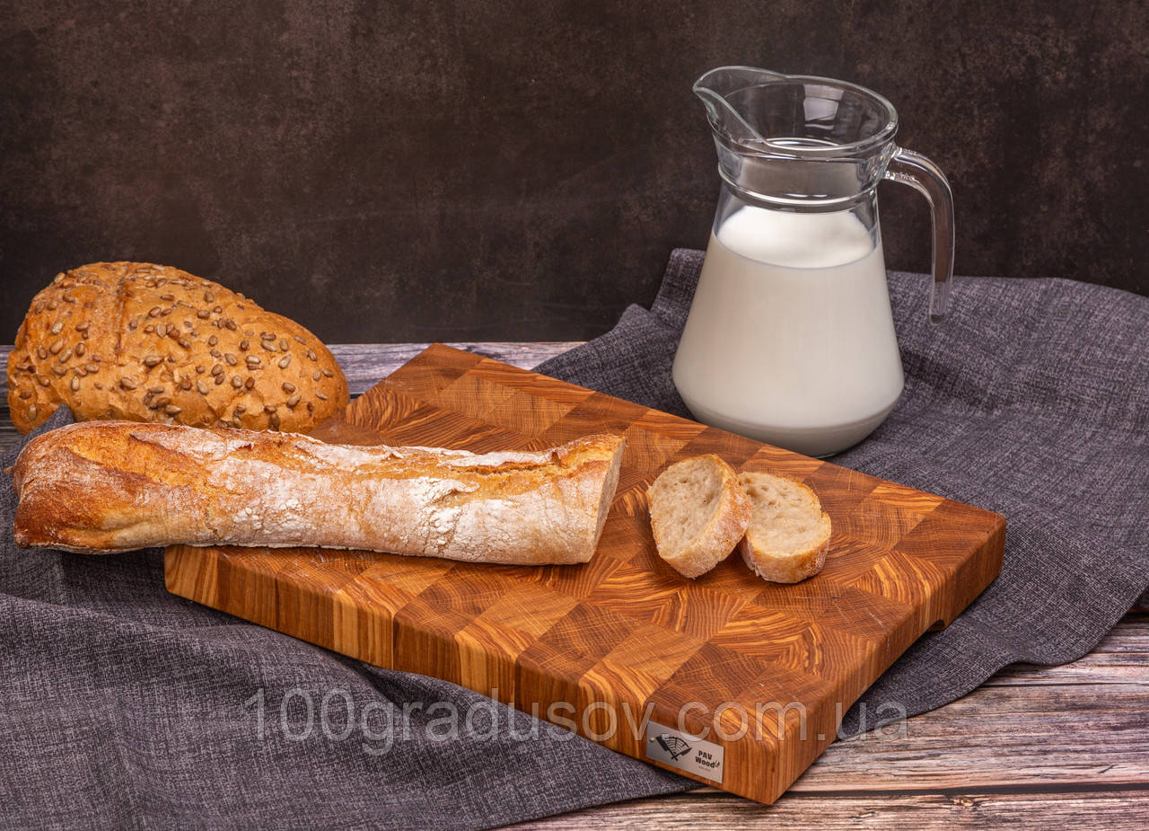 Кухонна торцева обробна дошка з Дуба + Ясеня PAV-Wood 30х40х4,5 см класика, фото 1