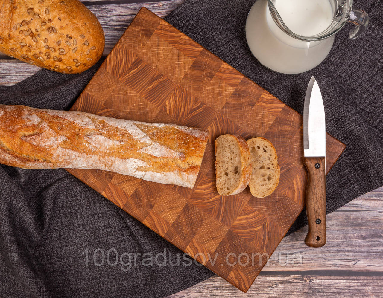 Торцева обробна дошка з дуба + ясеня PAV-Wood 30х40х4,5 см