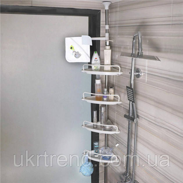 Кутова полиця у ванну Multi Corner Shelf AD 9866 з металу та пластику 2.6 метра, 4 OX-754 полиці, регульована