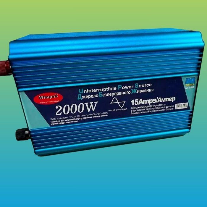 Перетворювач напруги Wimpex інвертор з чистою синусоїдою Потужність 2000 W AC/DC 12V-220V WX-2100 Синій, фото 1