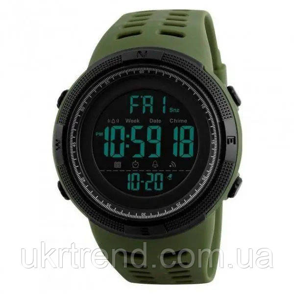 Фірмовий спортивний годинник SKMEI 1251AG ARMY GREEN, Годинники SN-265 тактичні протиударні