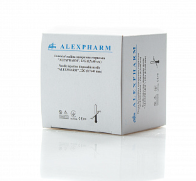 Голка ін'єкційна одноразова стерильна "ALEXPHARM", 22G (0,7x40 мм)
