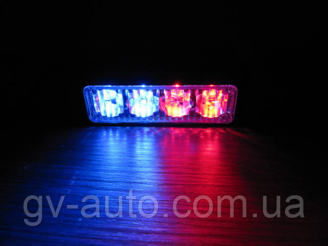 Стробоскоп LED 04В 12В. синій або червоно-синій. Проблисковий маячок, фото 1