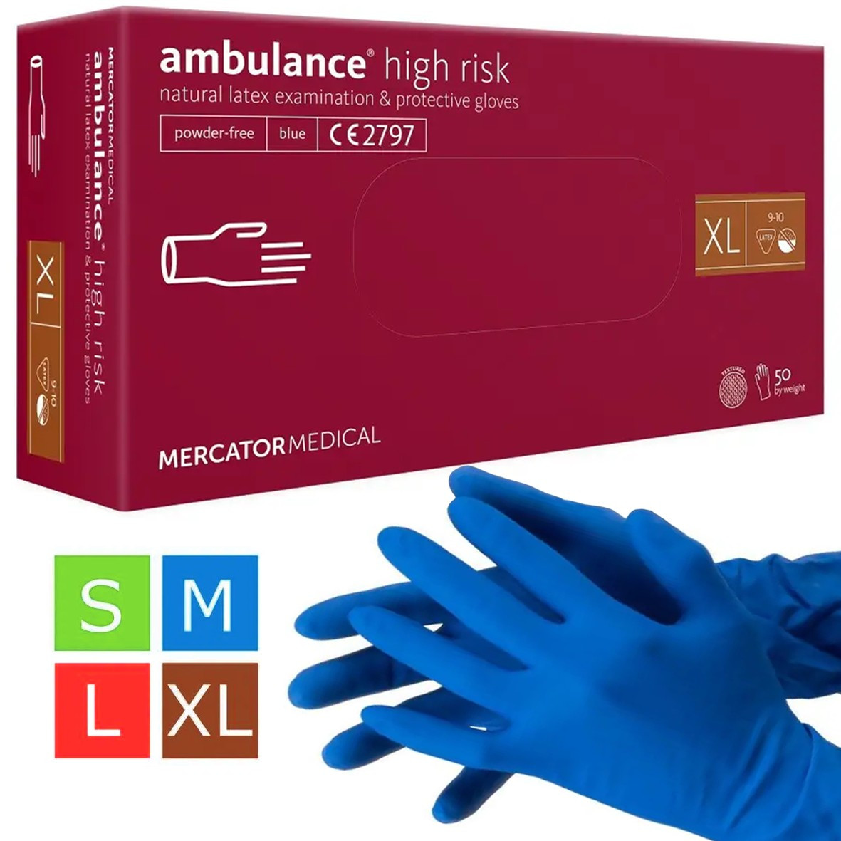 Рукавички AMBULANCE PF латексні підвищеної міцності (25 пар уп)