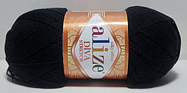 Нитки пряжа мікрофібра DIVA STRETCH ALIZE Діва стрейч з еластаном № 60 - чорний