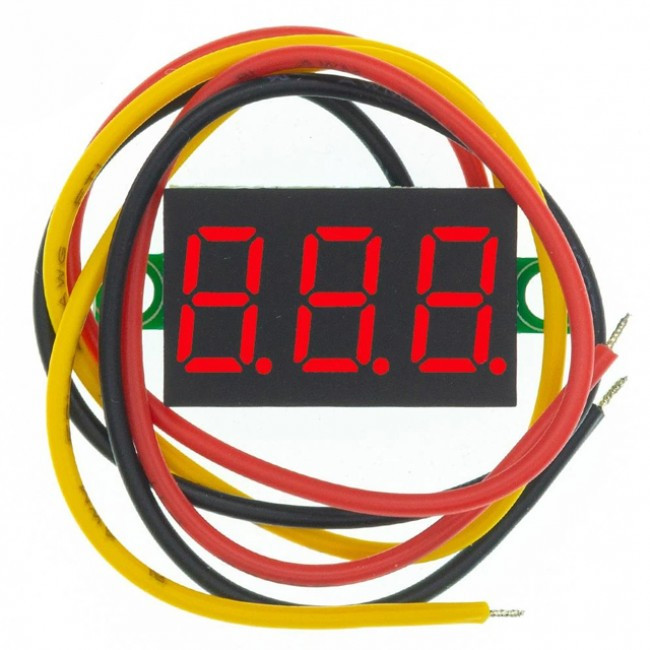 Цифровий вольтметр (3 дроти) 0.36" DC 0 - 100V червоний