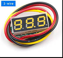 Цифровий вольтметр (3 дроти) 0.36" DC 0 - 100V з калібрувальним гвинтом жовтий