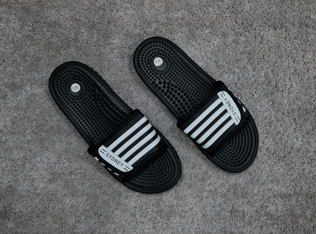 Шльопанці чоловічі SYDNEY масажні з регулюванням під об'ємом ноги чорні