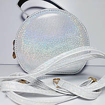 Дитяча лакова сумочка з плаваючіми блискавками для дівчинки довга регульована ручка 1328, фото 2