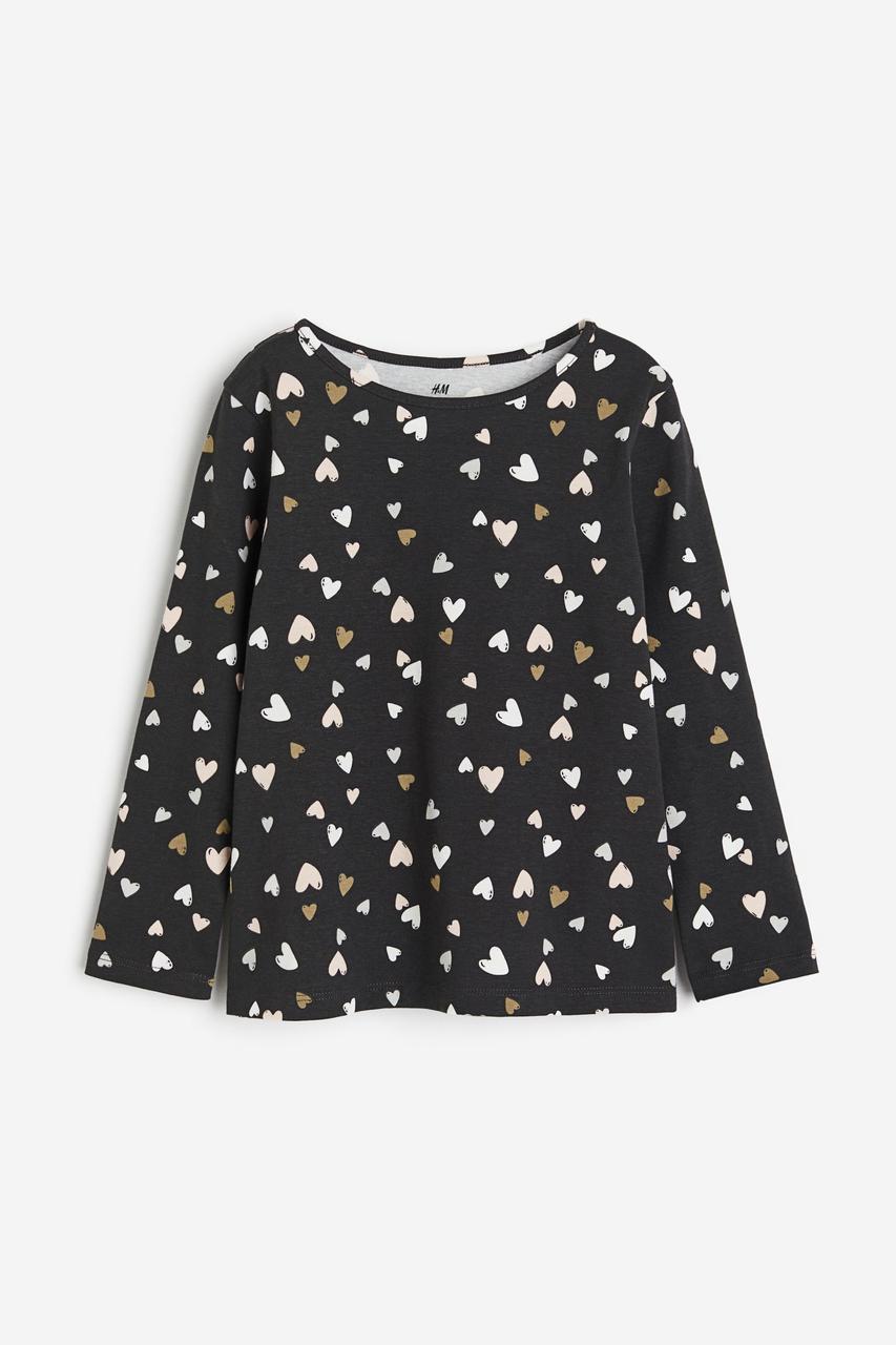 Реглан чорний Серця H&M 92,  110/116,  122/128, 134/140см