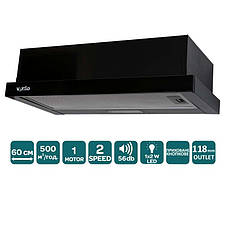 ВИТЯЖКА VENTOLUX GARDA 60 BK (500) LED Телескопічна на кухню. Витяжка кухонна в Україні. *ЗНИЖКА В ОПИСІ., фото 4
