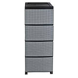 Пластиковий комод ротанг сіро-чорний 86.5х44.5х34.5, фото 3