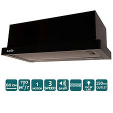 ВИТЯЖКА VENTOLUX GARDA 60 BK (700) LED Телескопічна на кухню. Витяжка кухонна в Україні. *ЗНИЖКА В ОПИСІ., фото 3