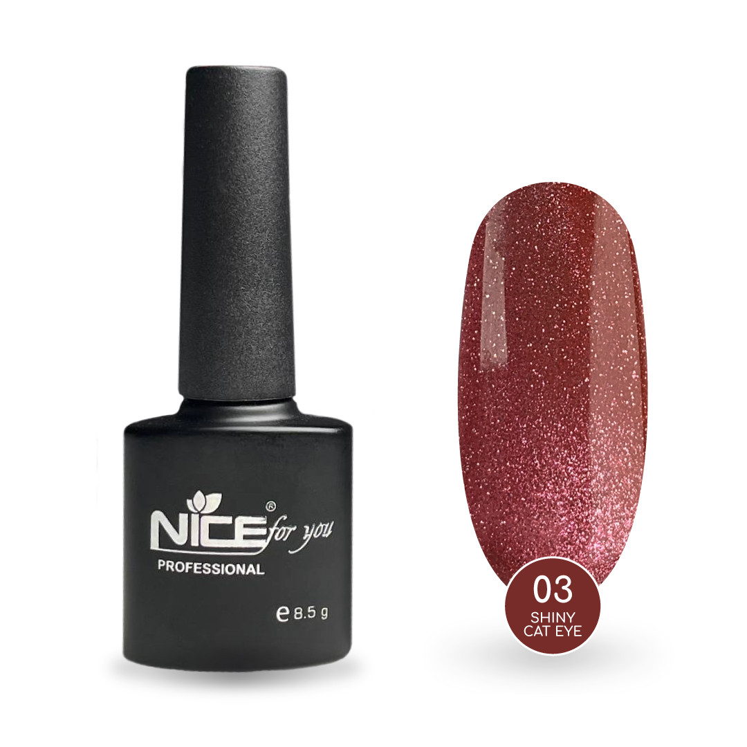 Світловідбивний гель-лак Nice for you Shiny Cat Eye №03 з ефектом кошачого ока Червоний 8.5 г