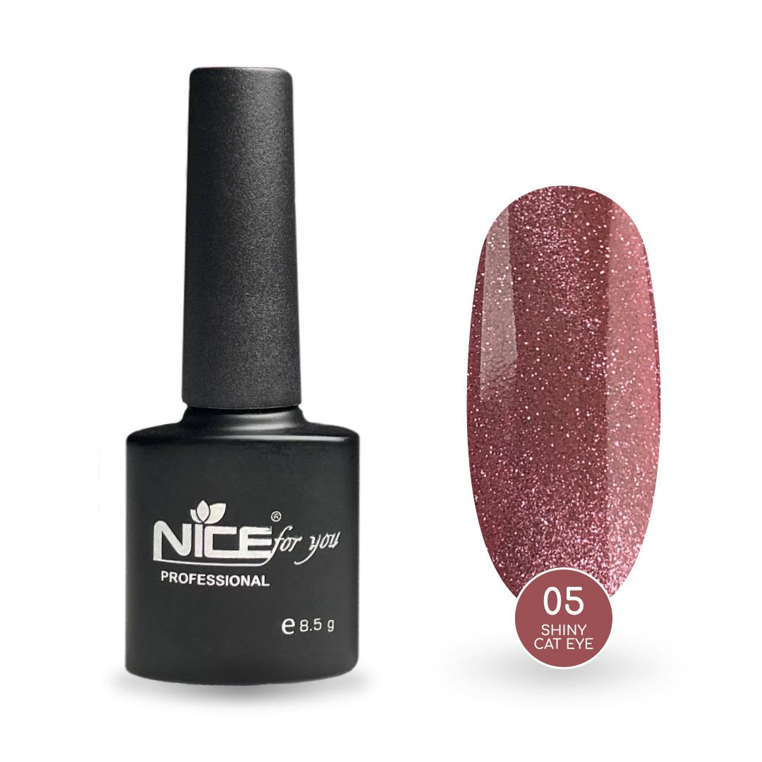 Світловідбивний гель-лак Nice for you Shiny Cat Eye №05 з ефектом кошачого ока Рожевий 8.5 г