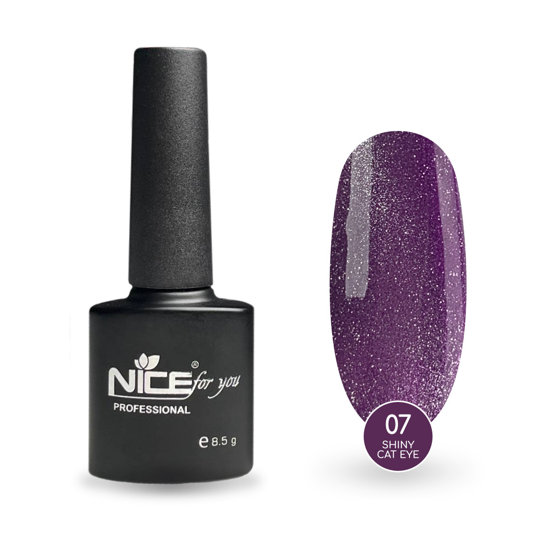 Світловідбивний гель-лак Nice for you Shiny Cat Eye №07 з ефектом кошачого ока Лавандовий 8.5 г