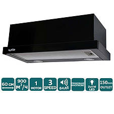 ВИТЯЖКА VENTOLUX GARDA 60 BK (900) LED - Телескопічна на кухню. Витяжка кухонна в Україні. *ЗНИЖКА В ОПИСІ., фото 4