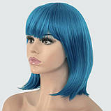 Перука каре BOB колір 08C м'який синій, для сцени, танців, вечірок і розваг. Термоволосся, фото 3