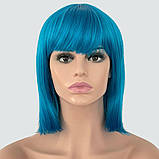 Перука каре BOB колір 08C м'який синій, для сцени, танців, вечірок і розваг. Термоволосся, фото 2