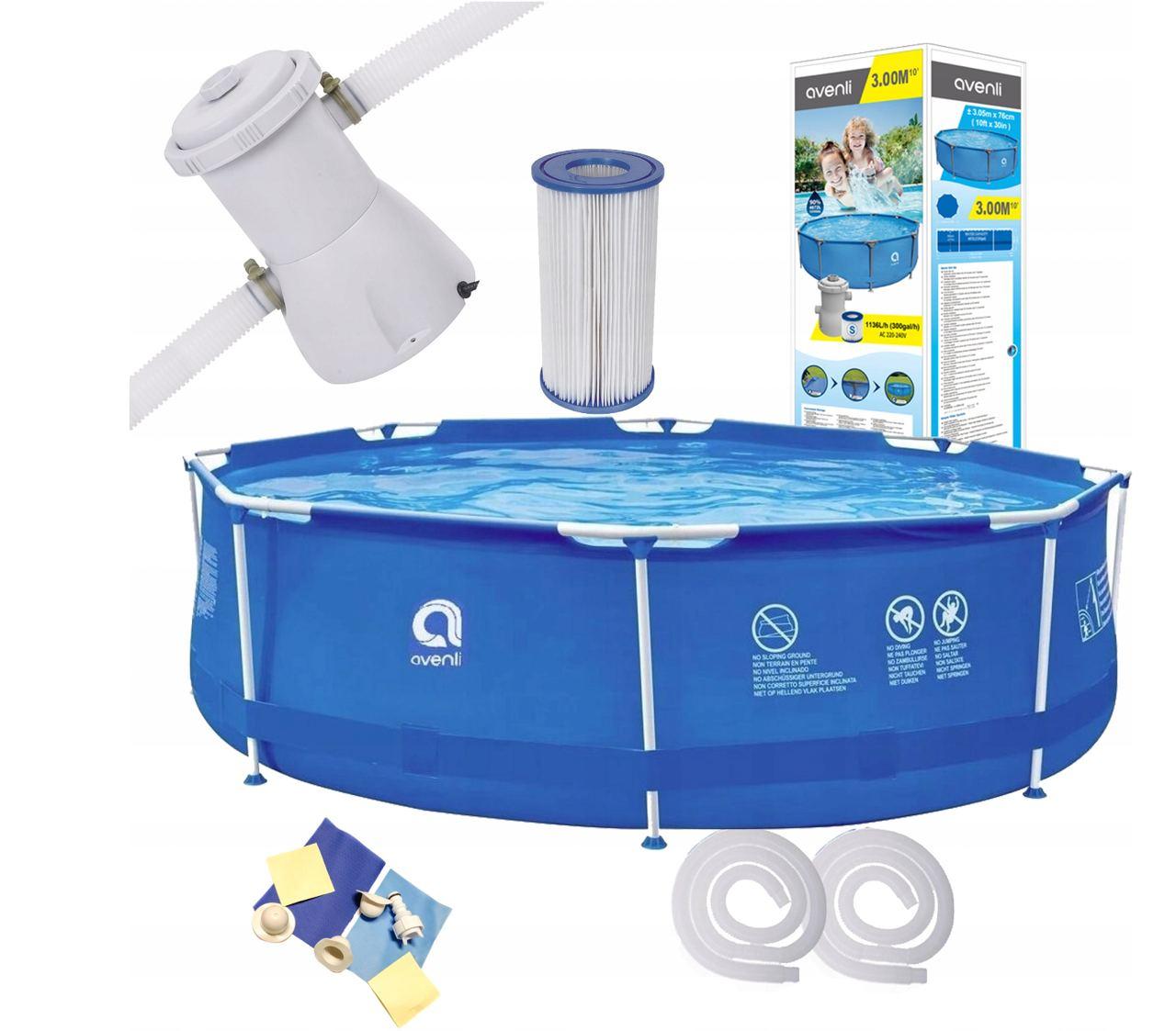Каркасний басейн із фільтром AVENLI 305 х 76 см. набір 15 в 1