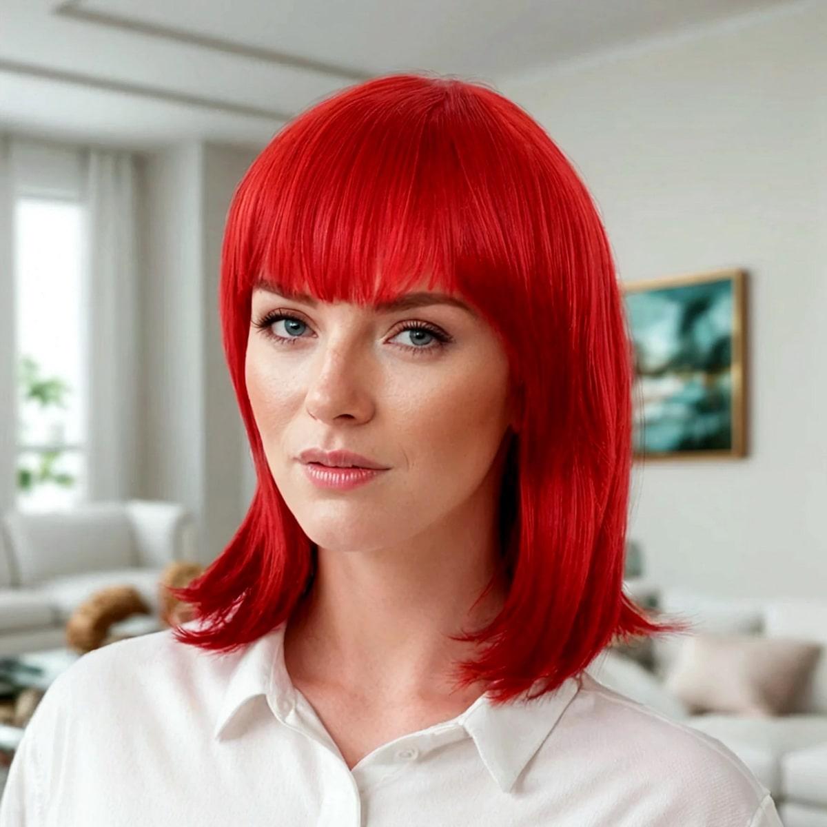 Перука каре BOB колір N3 світло-червоний, для сцени, танців, вечірок і розваг. Термоволосся, фото 1