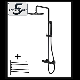 Душова система з термостатом Omnires Contour antracite латунь