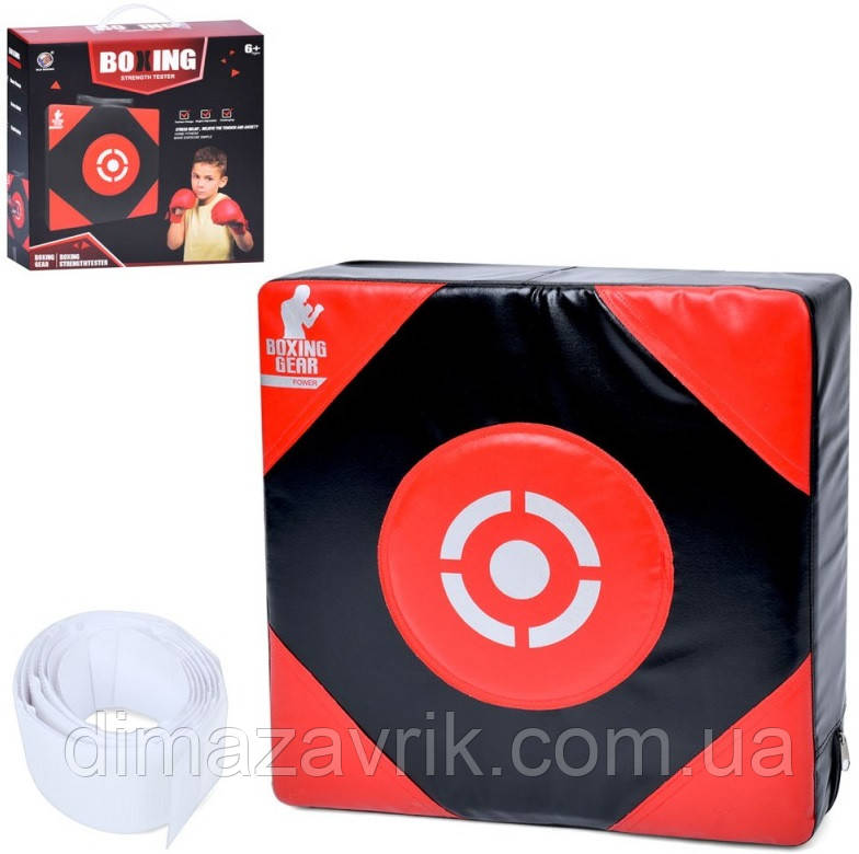 Дитячий боксерський набір Boxing MR 1249-2 RB з настінною подушкою 40х40 см щит, на липучках, Боксерська подушка