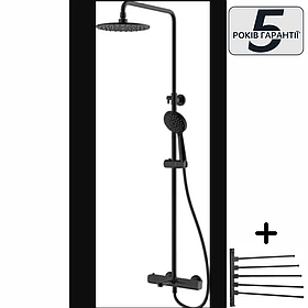 Душова система з термостатом Omnires Y black для ванни чорний