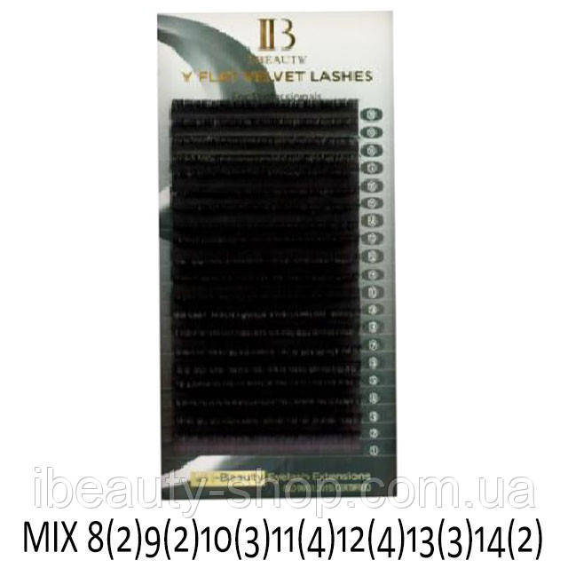 Вії Y Flat Velvet i-Beauty мікс 8-14 мм, фото 1