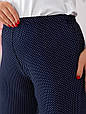 Модні жіночі штани розміру плюс Casual темно-синій в горох (52-74), фото 3