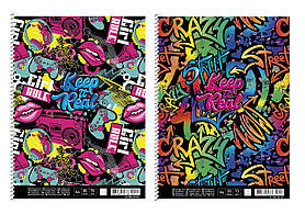 Коледж блок А4+ 80 арк спіраль клітинка виб УФ лак STUDENT 6514 Асорті