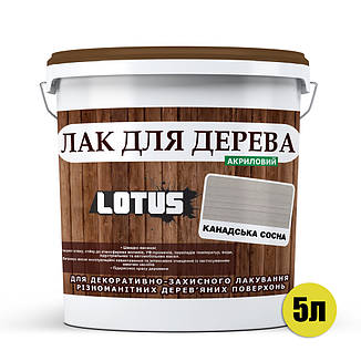 Кольоровий Лак для Дерева Lotus Глянець Канадська сосна 5 л, фото 3