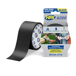 HPX 6200 - 48мм х 5м - чорна армована ремонтна стрічка