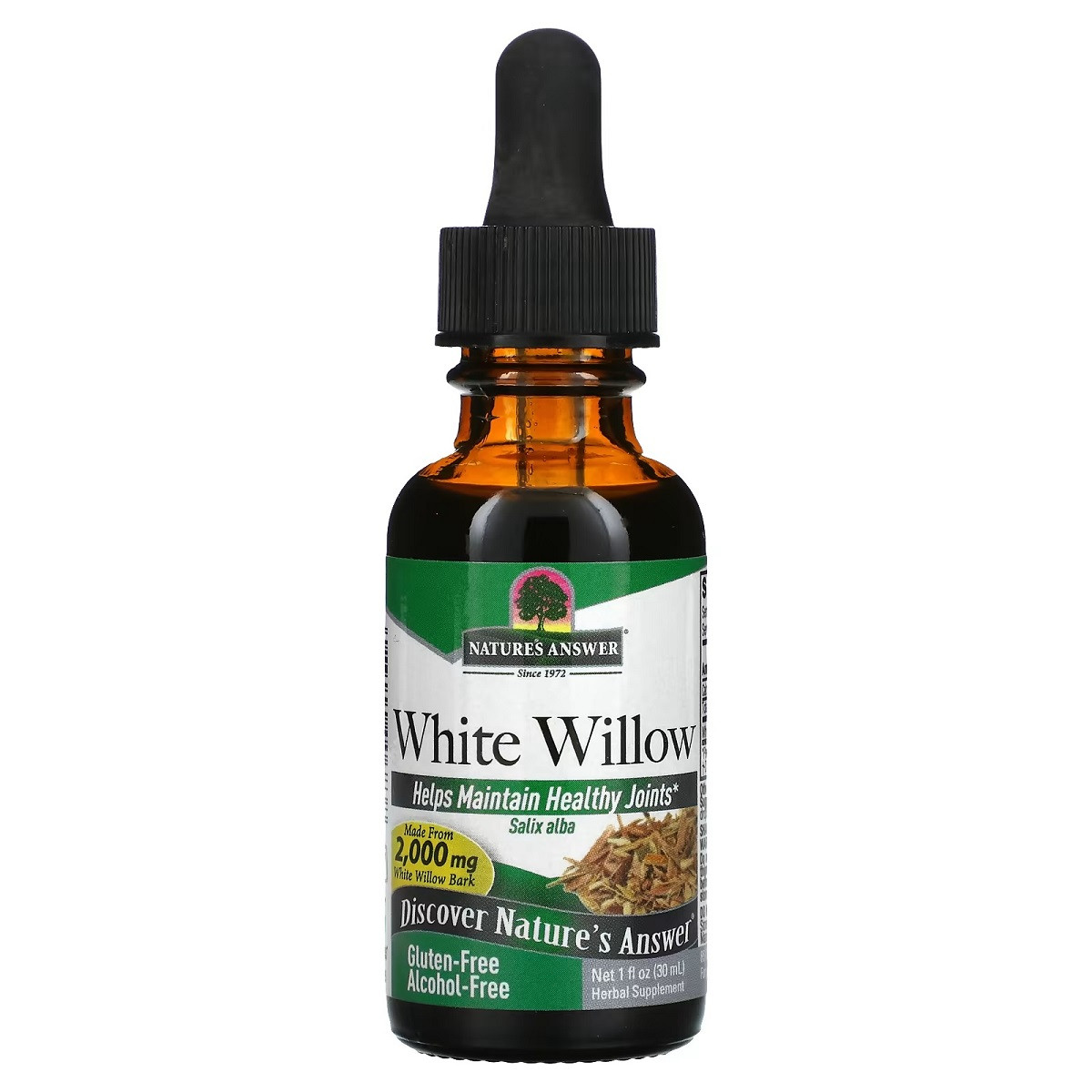 Екстракт Білої верби без спирту, 2000 мг, White Willow Extract, Nature's Answer, 30 мл