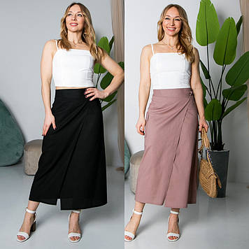 Літня спідниця на запах великі розміри та норма (р.44-52)