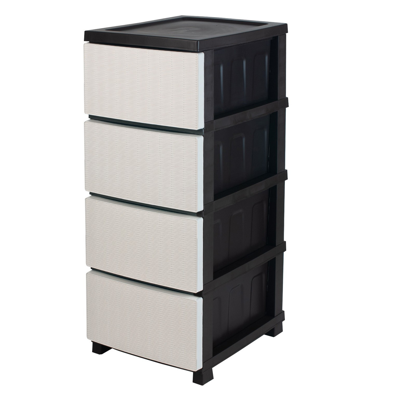 Пластиковий комод ротанг Біло-чорний 86.5х44.5х34.5, фото 1