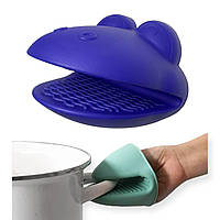 Силіконова прихватка для гарячого жаба синя (1 шт)