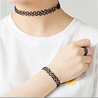 Набір прикрас чокер, браслет та кільце з м'якого пластику