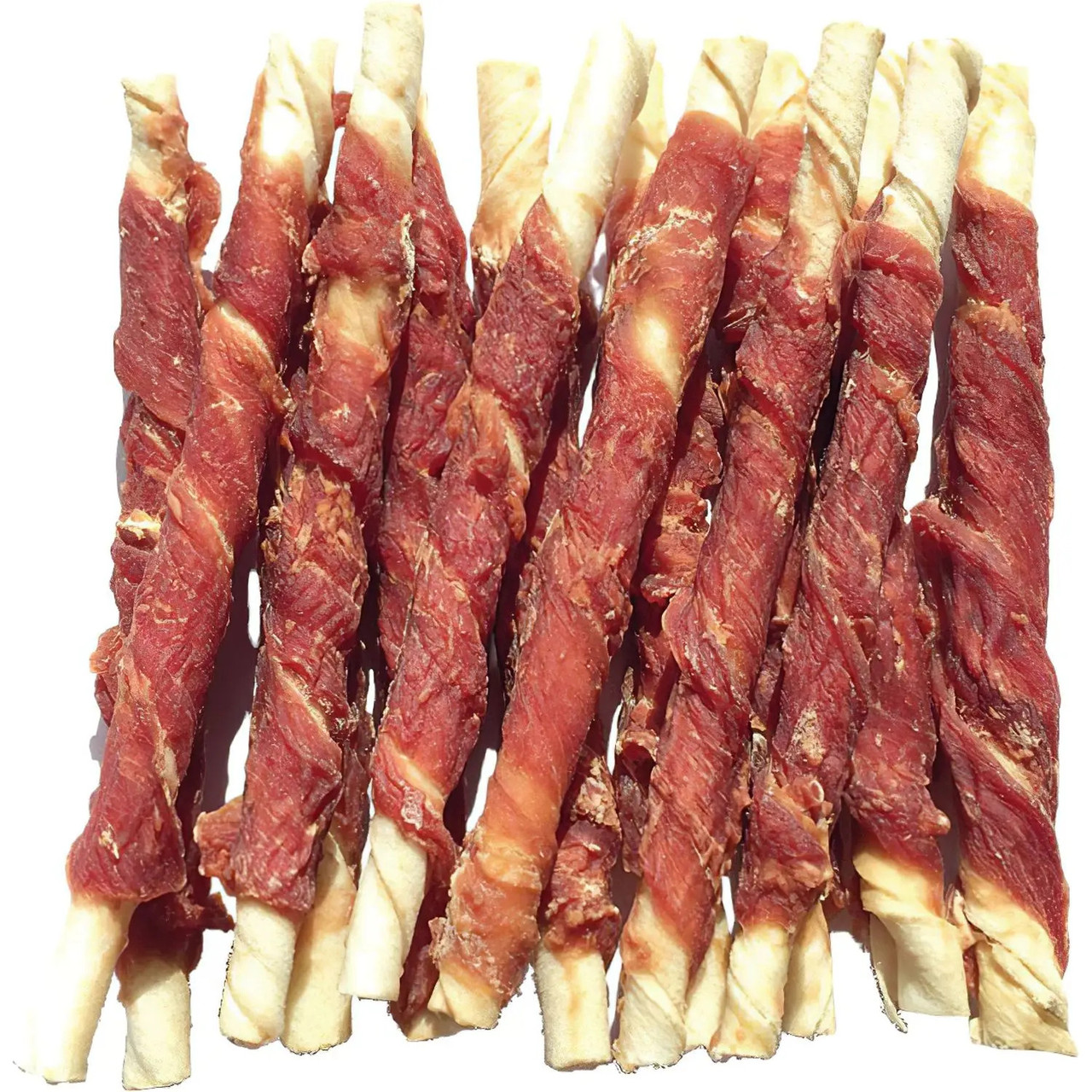 Ласощі для собак качине в'ялене м'ясо на кальцінованій паличці, 1 шт, 12 см, фото 1