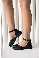 Демісезонні жіночі туфлі чорного кольору з натуральної шкіри