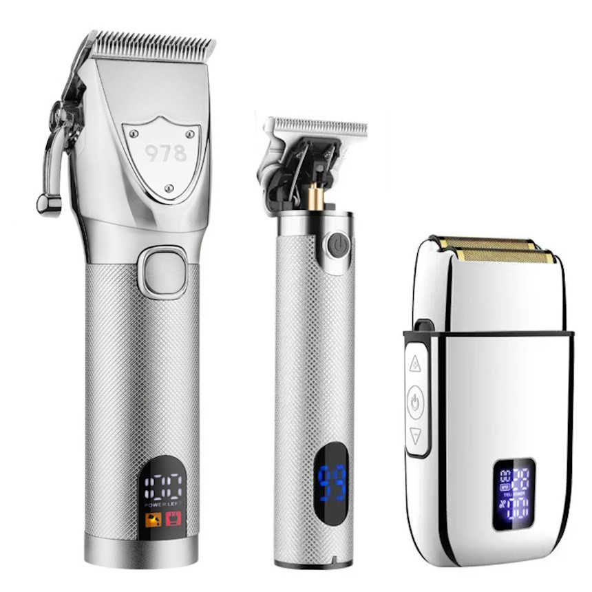 Професійний комбо-набір (машинка+тример+шейвер) Hots Professional Combo Silver (HP-978-SL), фото 1