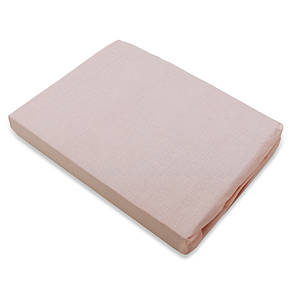 Захисне натяжне простирадло на гумочці двоспальне (140*200*25) бавовняне однотонне пудрове, фото 3